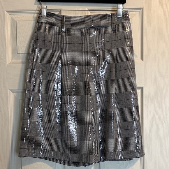 Gray Plaid Sequin Short - Picture 1 of 4